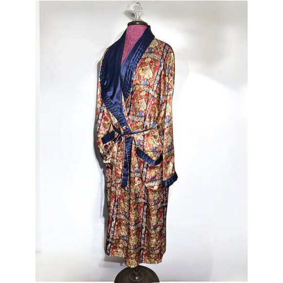 Vintage Victoria's Secret Gold Label Long Belted Floral Satin Robe - Picture 6 of 13